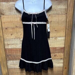 PacSun Beverly and Beck Olivia Bow Black Mini Dress with White Lace Detail